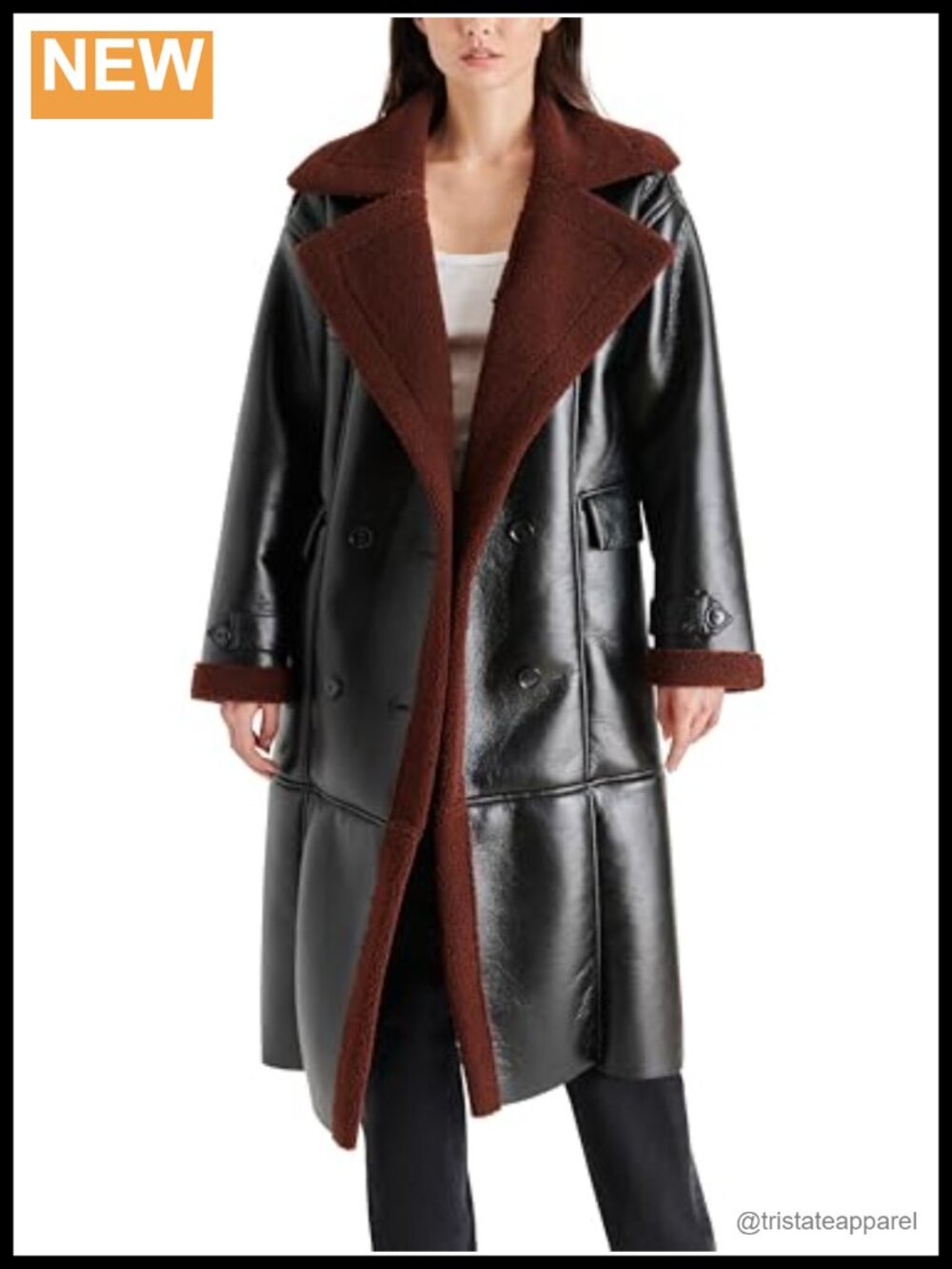 Women's Long Trench Coat with 3/4 Sleeves Button Front Unlined